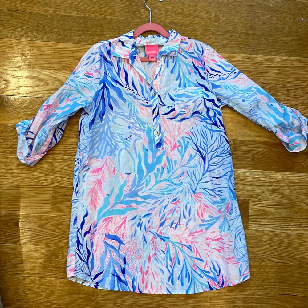 Lilly Pulitzer Girls Cover Up Crew Blue Coral